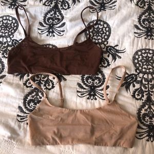 Two SKIMS mesh bralettes